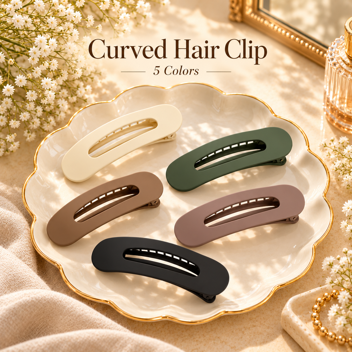 Matte Hair Clips – Floral, Curved & Infinity Designs